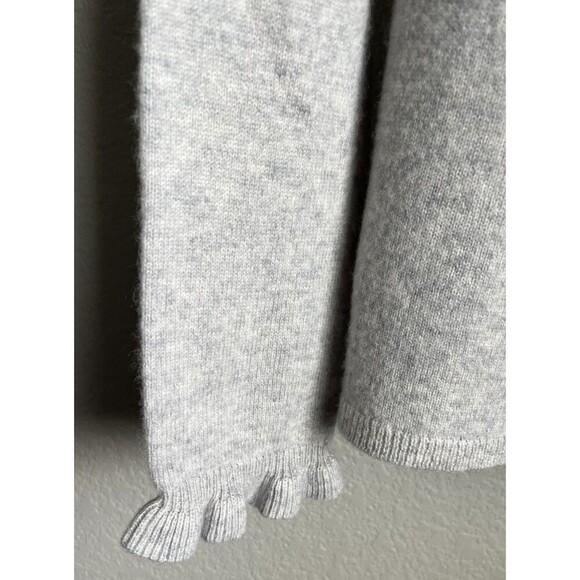 Garnet Hill Women's XS Ruffled Mock Neck 100% Cashmere Sweater - Gray - Picture 3 of 8